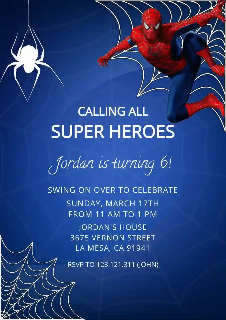 Spiderman Birthday Invite - Free Kids Birthday Invitation Templates | Invitanku