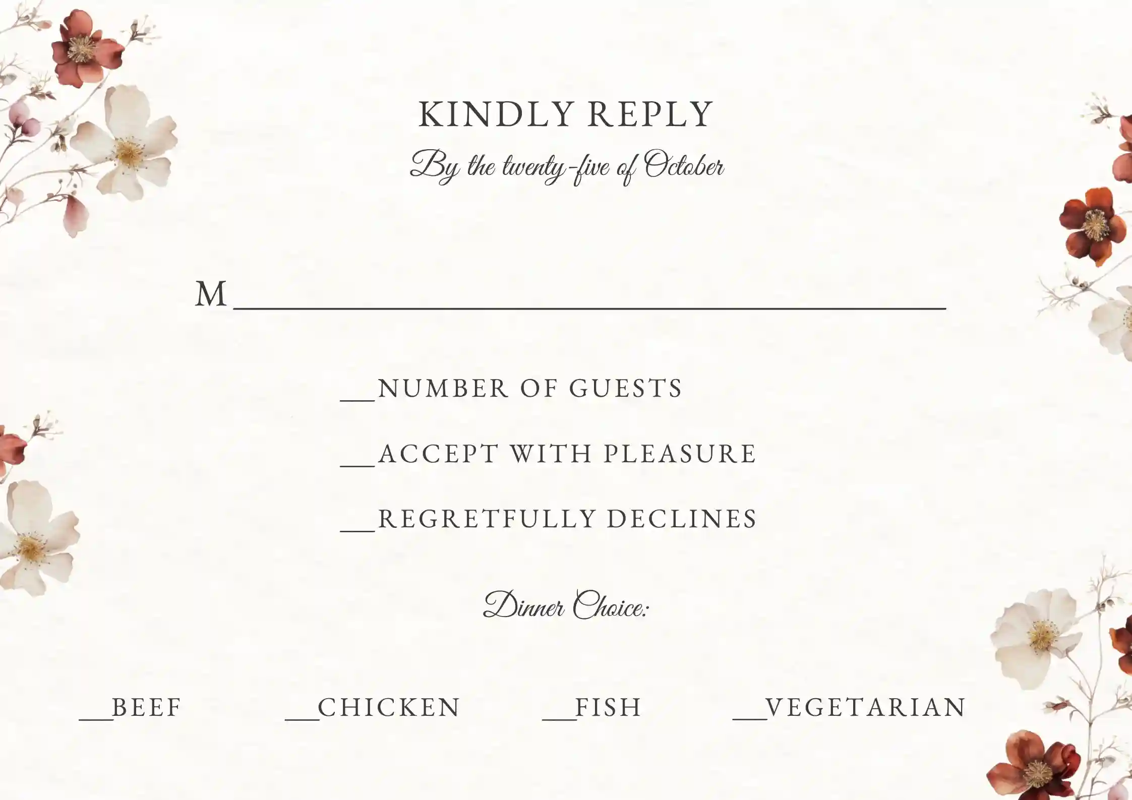 Autumn Flower Free RSVP And Response Card Templates Invitanku Autumn Flower Free RSVP And Response Card Templates Invitanku