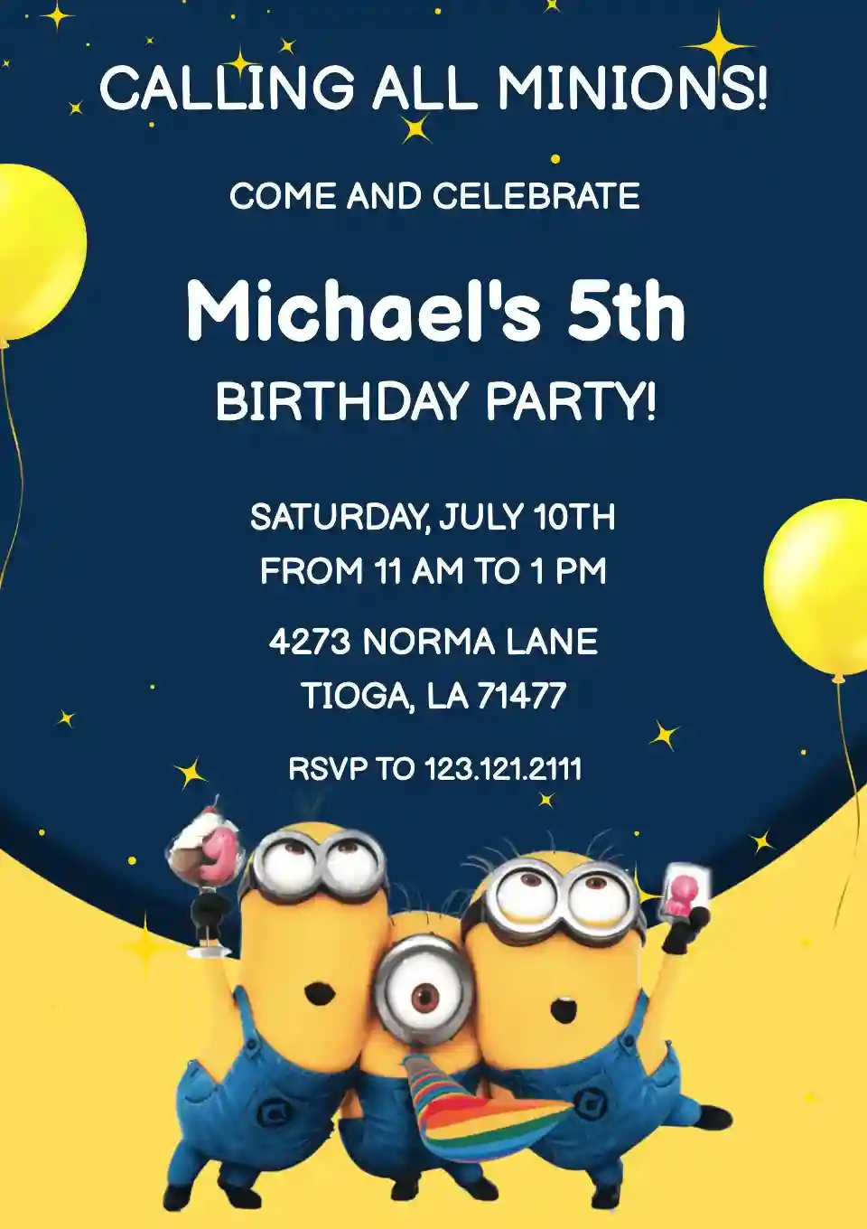 Minion Birthday Party - Free Kids Birthday Invitation Templates | Invitanku